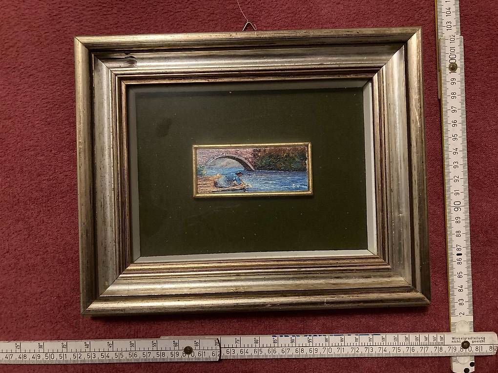 Gemälde: Quadretto Dipinto Paesaggio Rustico Cornice colore Argento – Gebraucht aus Origlio von Zeto.81