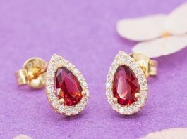 Damen 9ct Gelbgold Farbige geformte Ohrringe