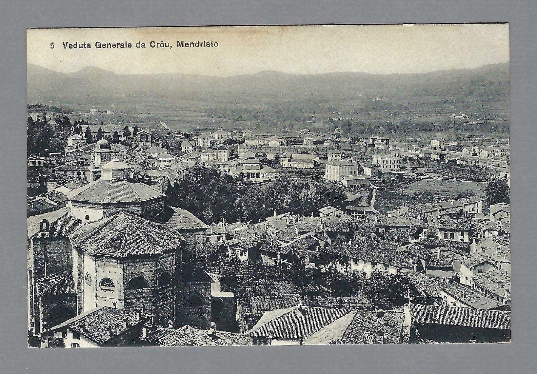 Cartoline postali: 1912, MENDRISIO, VEDUTA GENERALE DA CROÛ – Usato da Pura venduto da ulisse1957