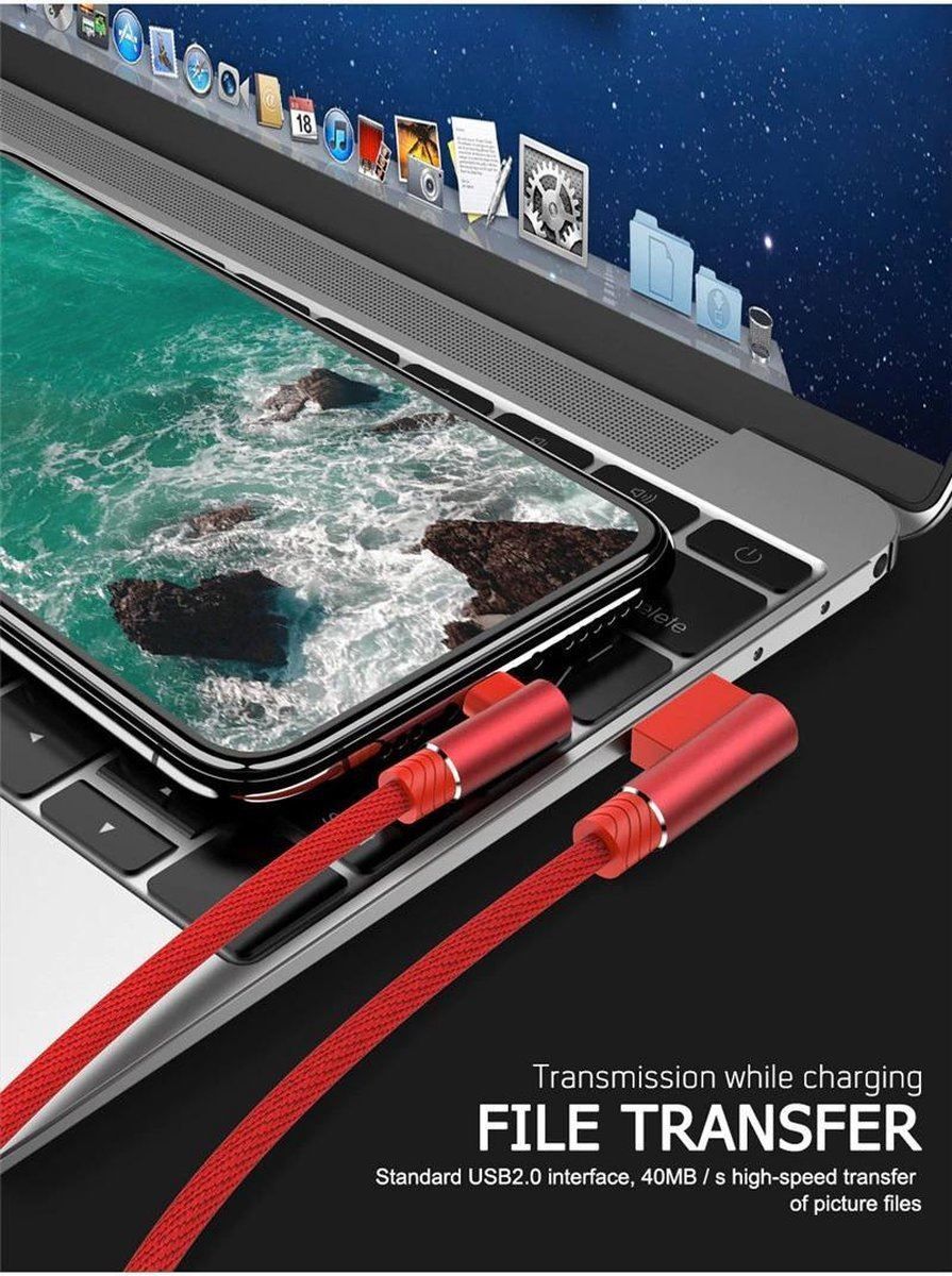 Cavi: Câble nylon solide type C USB Coudé 90 Degrés - 2M – Nuovo e nell'imballaggio originale da Morges venduto da DigiAC 3