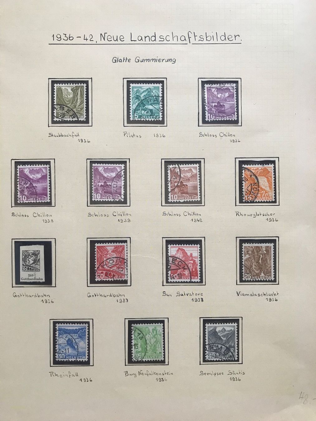Tutti i francobolli: 1936 - 1942, Neue Landschaftsbilder – Usato da stäfa venduto da brandy66