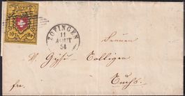 ZOFINGEN 1854, 16II.1.08 auf Luxus-Rayonbrief, Kat: 600.-+ B