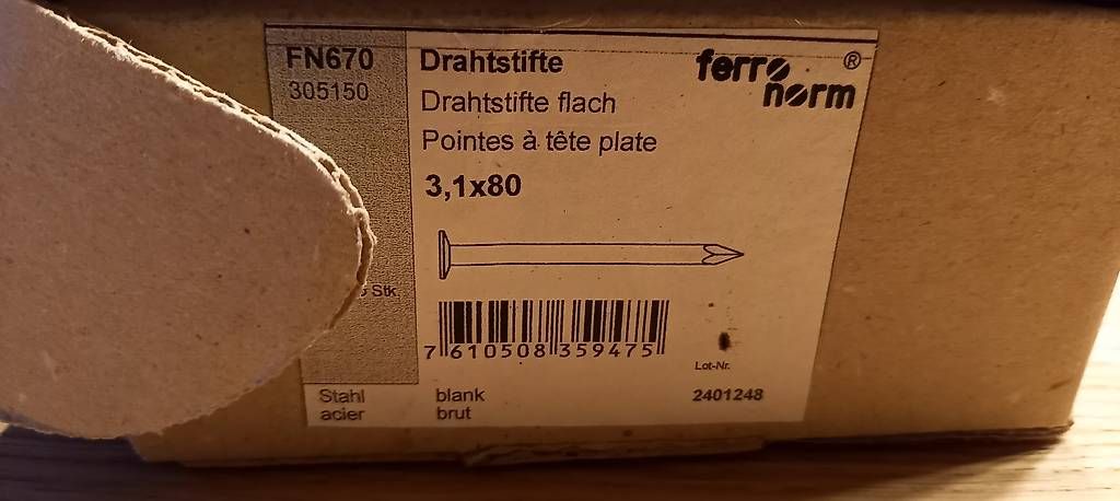 Tutti gli attrezzi: Drahtstifte flach 3,1x80 Stahl blank – Usato da Seon venduto da Psalm28 1