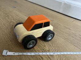 Holzauto Spielzeugauto Kinderauto orange Retro Vintage