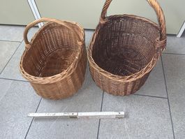 2 Stück  alte Körbe Weidenkorb , geflochten Flechtkorb