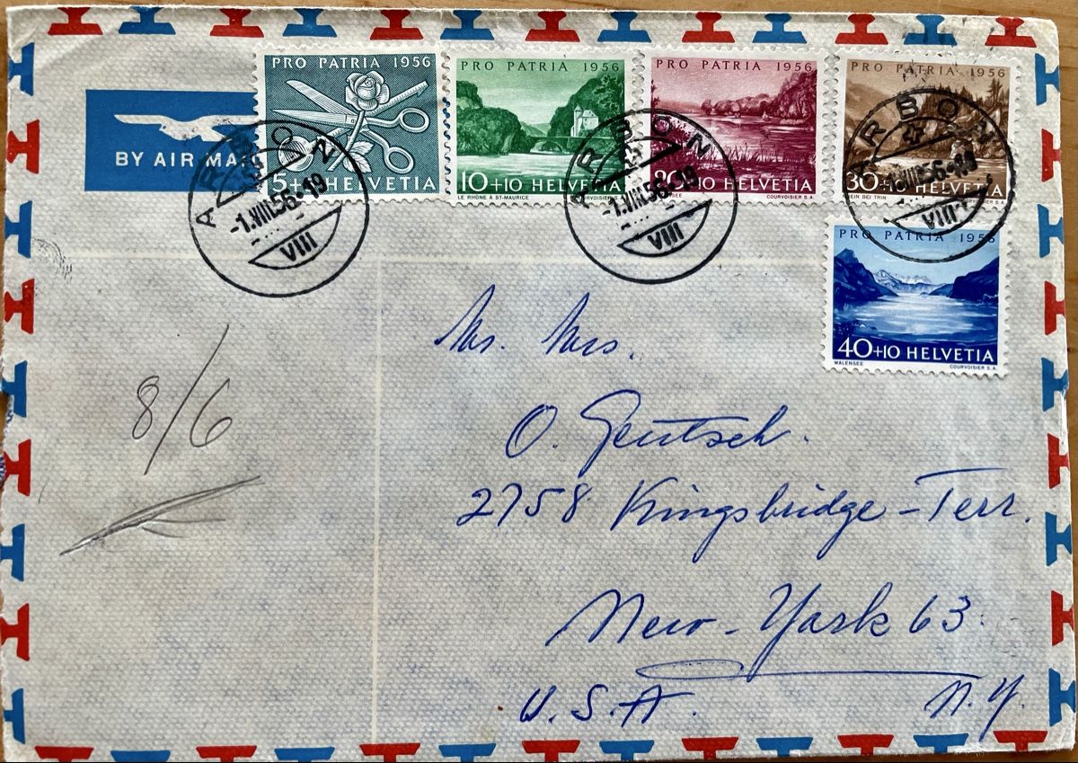 Tutti i francobolli: CH-Satzbrief, Pro Patria, 1.VIII.1956 – Usato da Rorschach venduto da Ziltenera