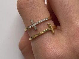 18KGP Kreuz Ring Zirkonia
