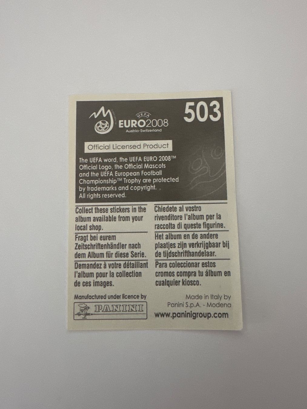 Panini Cartes à collectionner: Panini UEFA EM 2008 Sticker - Nr. 503 – D'occasion à Sulz AG par DealWerk 1