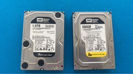 2x Western Digital Festplatten 1TB 500GB guter Zustand