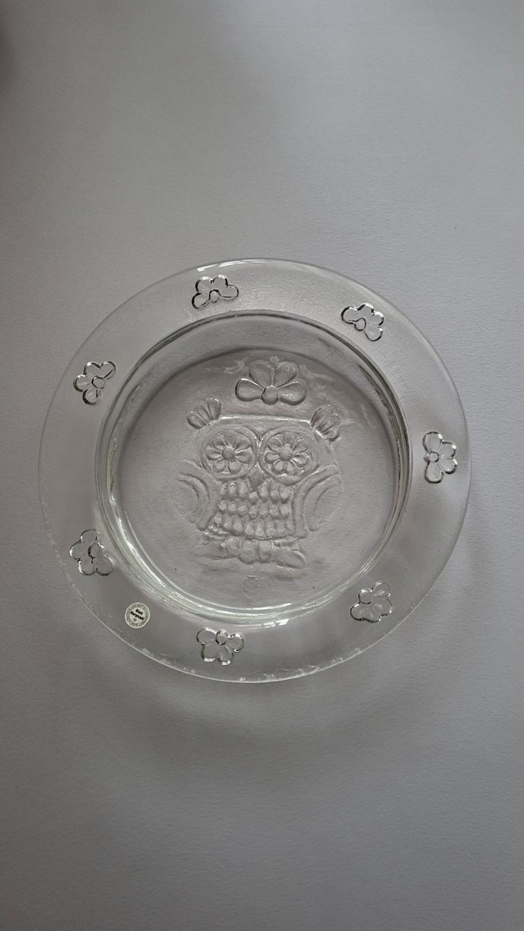 Glasi Hergiswil Ciotole: Schale Glasi Hergiswil "Eule & Blumen"  25,5 cm Durchm. – Usato da Turgi venduto da rut_p556
