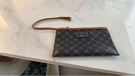 JOOP! Clutch Tasche dunkelgrau mit Muster, gebraucht