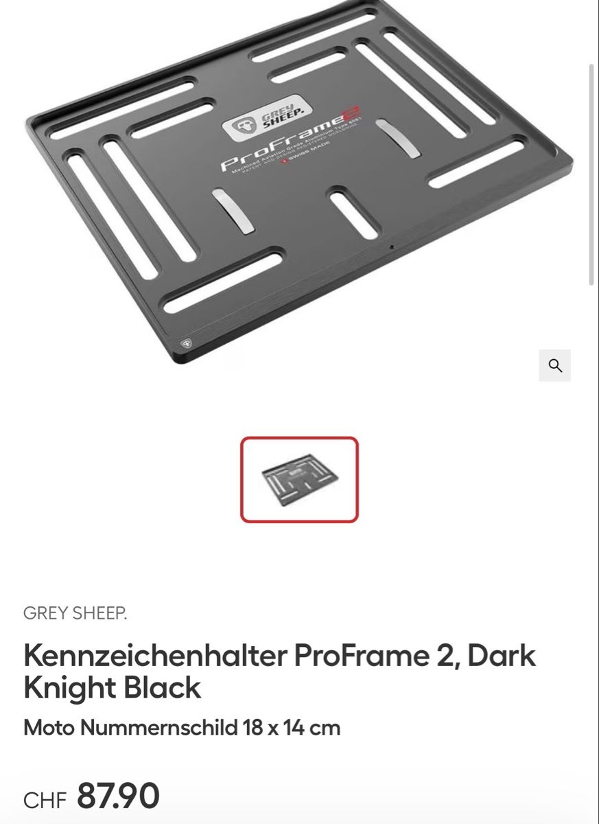 Sonstiges Fahrzeugzubehör: Grey Sheep Kennzeichenhalter ProFrame 2, Dark Knight Black – Neu und originalverpackt aus Feusisberg von Cineflex 2