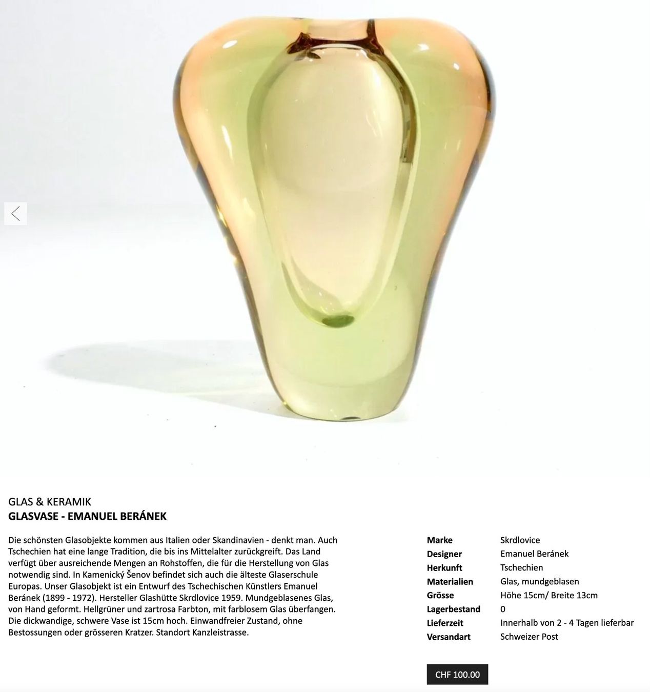 Vasi & Recipienti: Vase Glas – Usato da Zürich venduto da Rondaneve