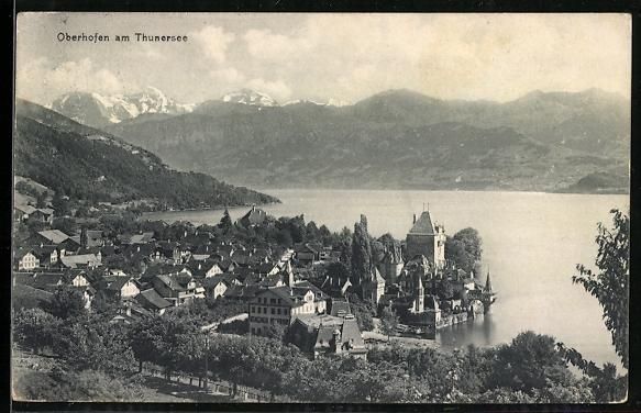 Cartoline postali: Oberhofen am Thunersee, Blick in den Ort – Usato da Berlin venduto da bartko-reher