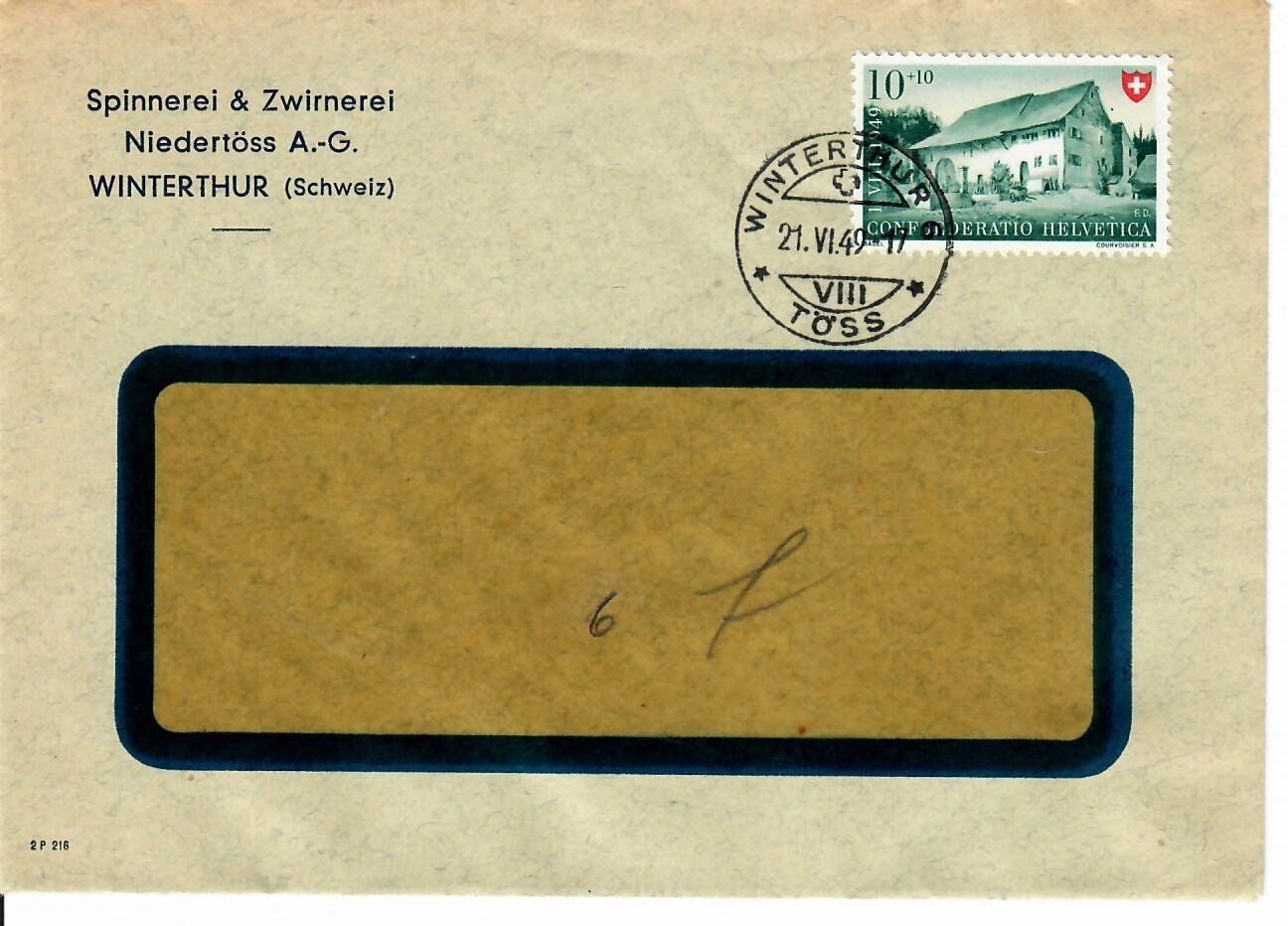Tous les timbres: Brief, Niedertöss - Winterthur 1949 – D'occasion à Hochdorf par Ziegel-16