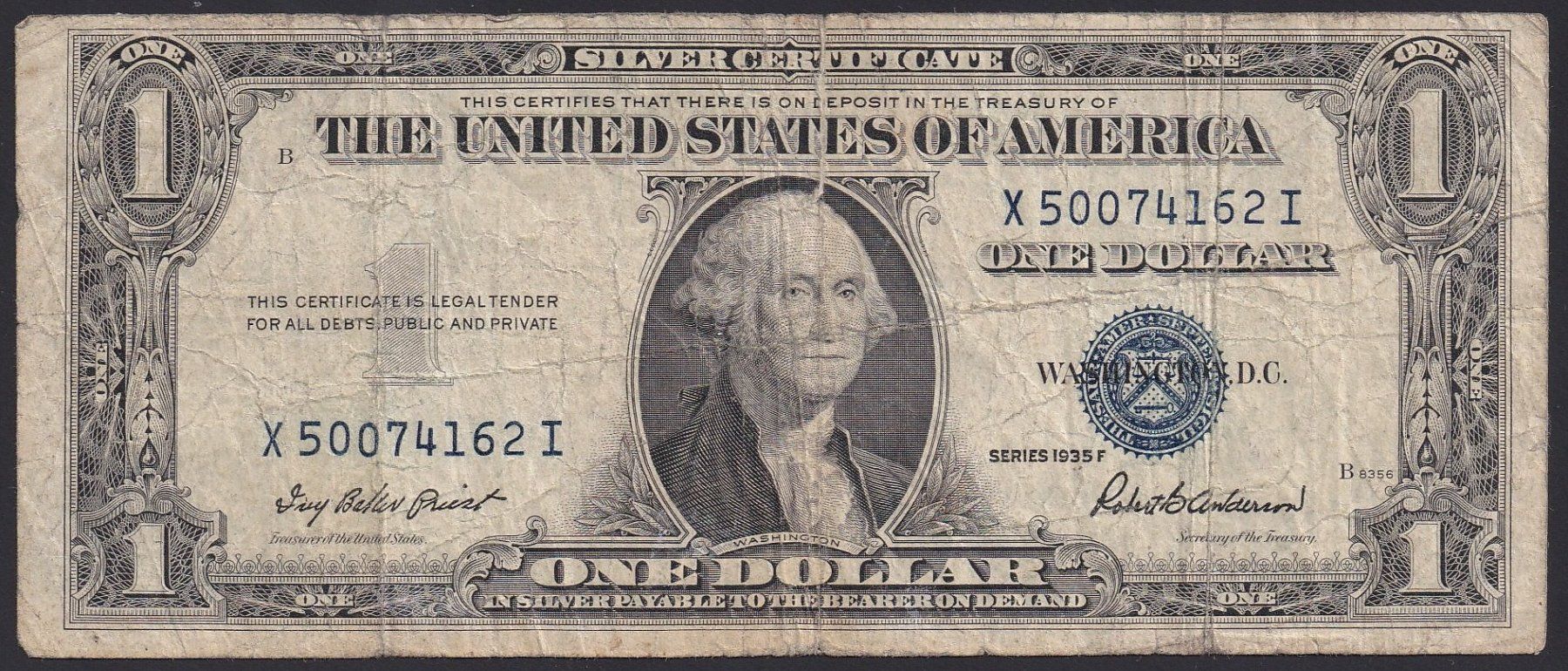 Banconote: USA 1 Dollar 1935F – Usato da Brugg AG venduto da banknoten_muesli