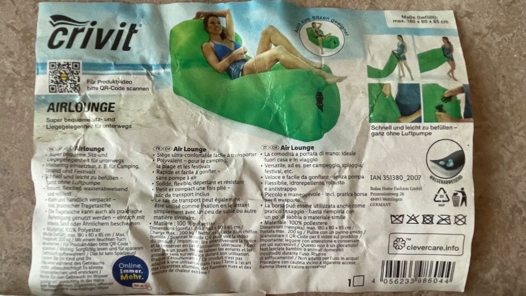 Coop Sedie a sdraio: AIRLOUNGE CRIVIT Chaiselongue Neu – Nuovo (secondo la descrizione) da Kölliken venduto da Hap-7 3