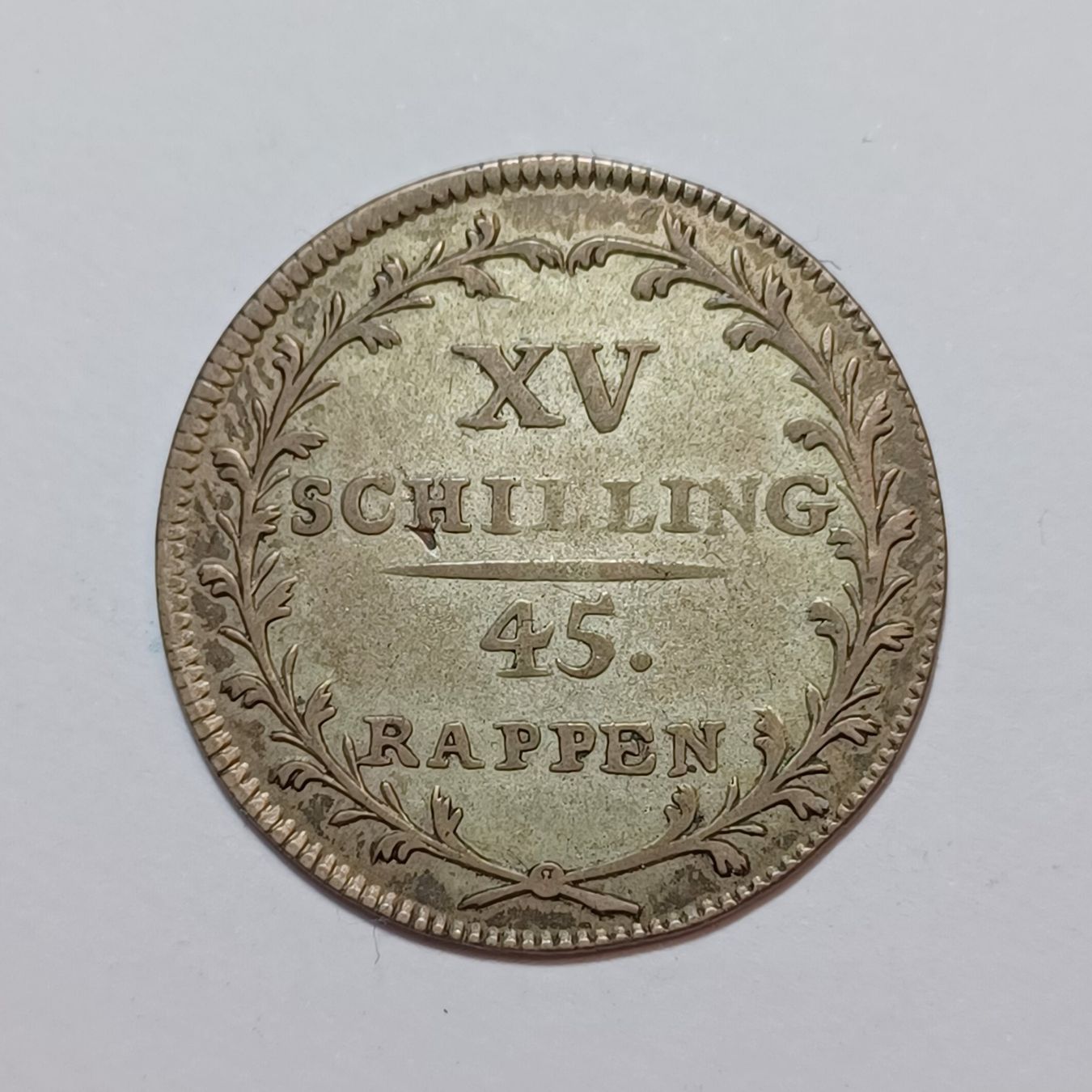 Tutti le monete: 15 Schillinge 1807 Glarus – Usato da Pfäffikon ZH venduto da Schweizer_Muenzen