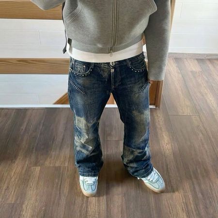 Unbrandet Vintage Washed Jeans Blue