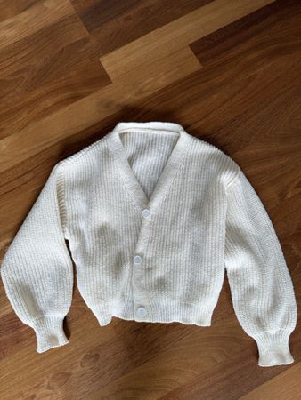 Strickjacke weiss Polyester Grösse L guter Zustand