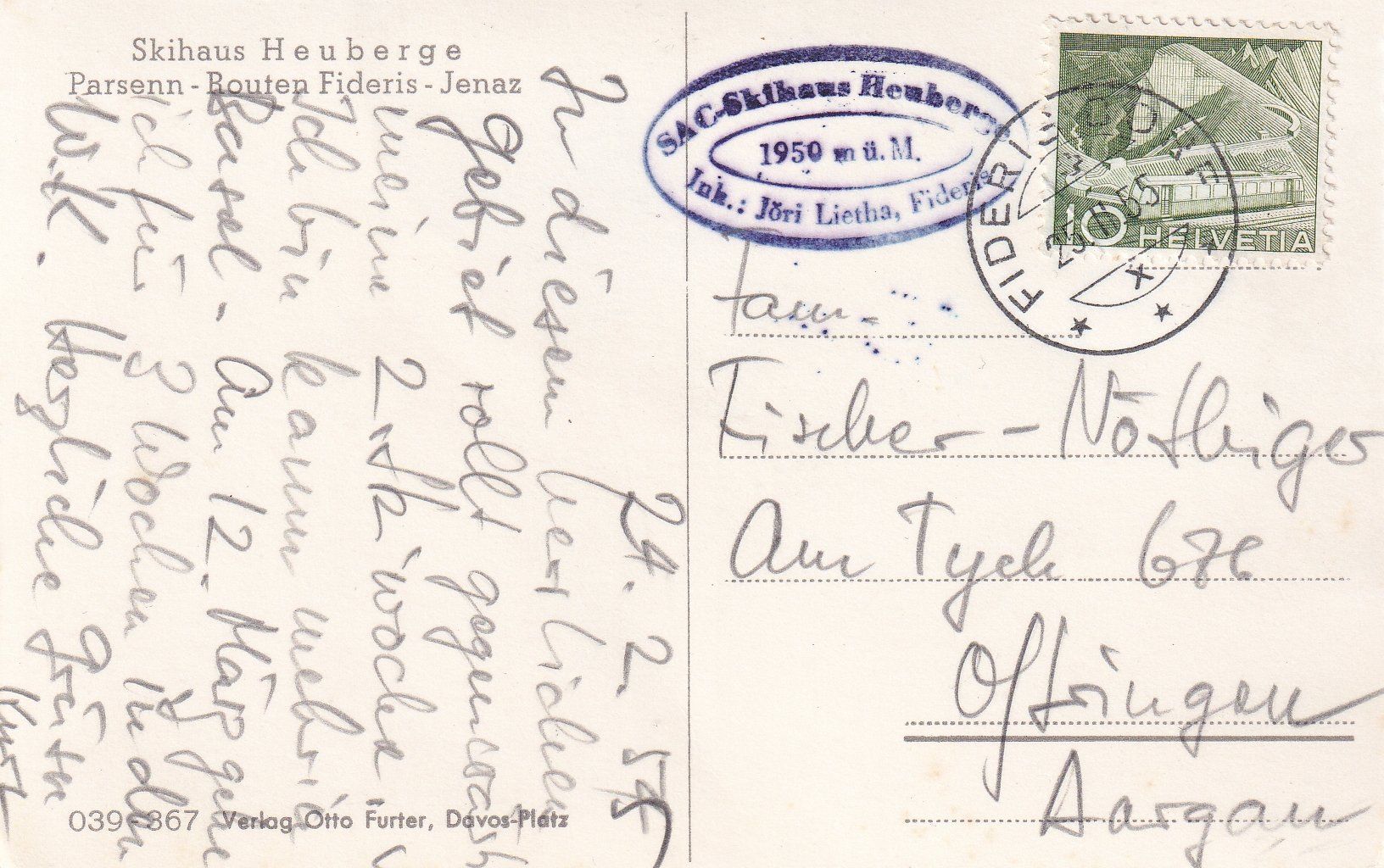 Cartoline postali: Fideris - Berghaus Heuberge /bm – Usato da Hombrechtikon venduto da Rudolf07 1