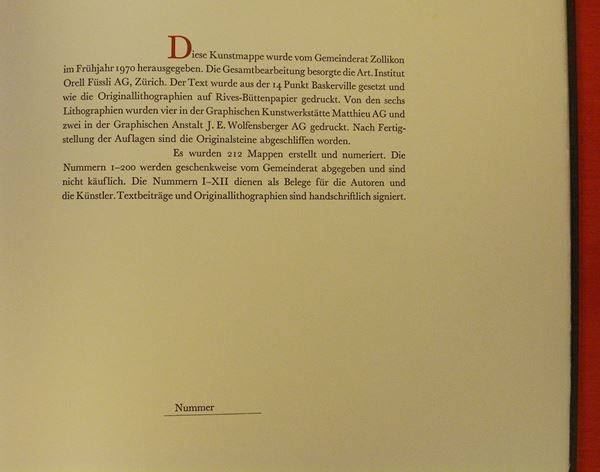 Grafica & Litografie: ZOLLIKON, 6 ORIGINAL-LITHOGRAPHIEN, 1970 – Usato da Grüningen venduto da Kartensammler 8