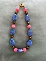 Halskette Modeschmuck mit bunten Perlen/Steinen neuwertig