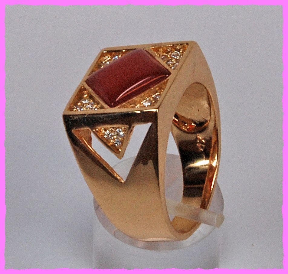 Anelli: Herrenring mit Zirkonia 18K Vergoldet – Nuovo e nell'imballaggio originale da Oberglatt ZH venduto da Diamond-Girl 2