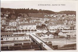 CHAUX - de - FONDS, pont du quartier de l'ouest et trains