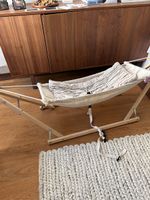 Relaxing baby hammock with wooden frame — Like new!