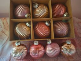 neu: 10 Weihnachtskugeln Glas rosa