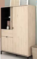  Vitrine Eiche Dekor mit 1ner Schublade und 2 Türen + Fach