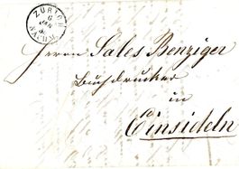 Vorphilabrief Zürich nach Einsiedeln 1855