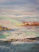 Originalgemälde, Landschaft mit Gold,Leinwand 50x70cm Unikat