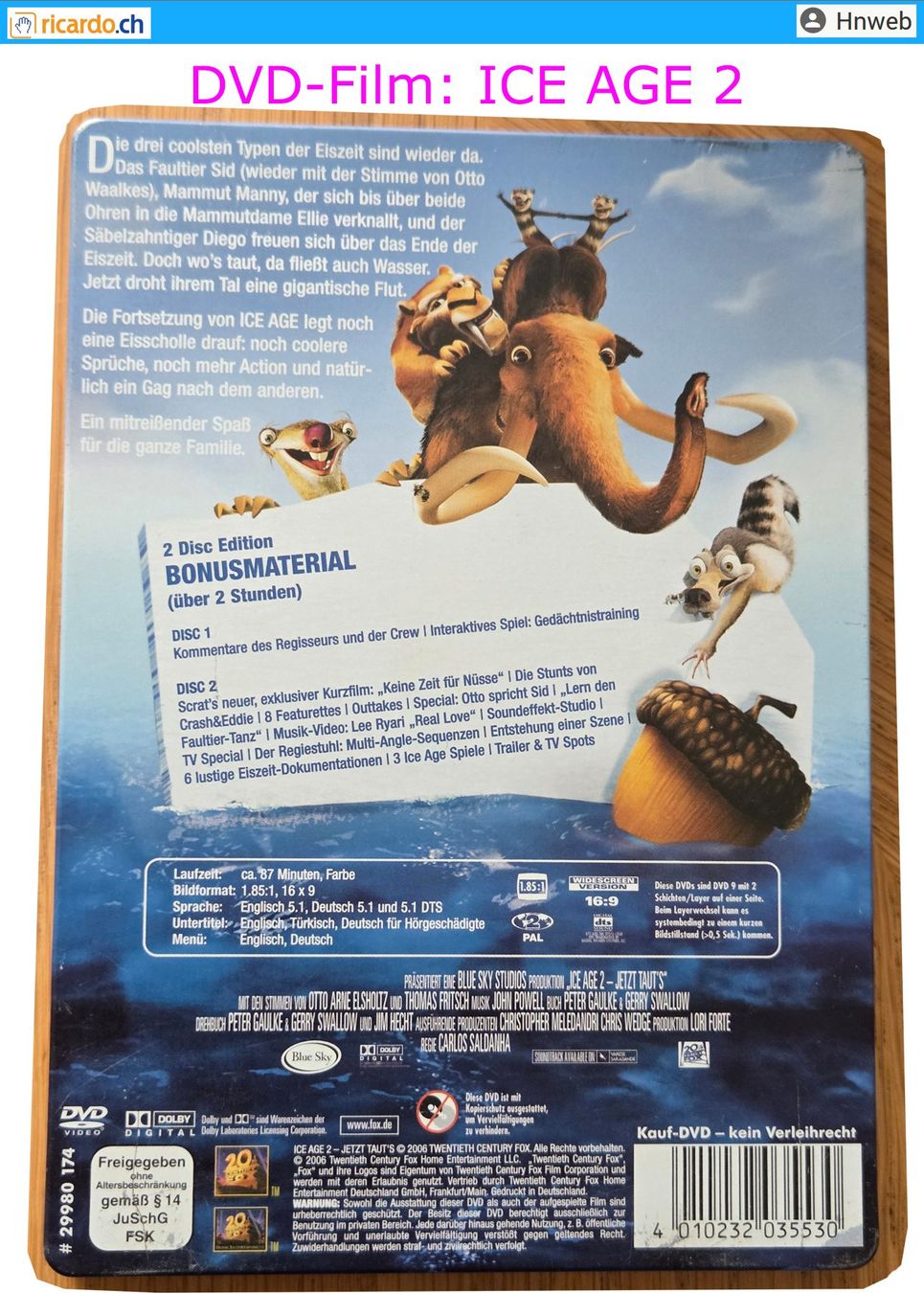 Tutti i DVDs: DVD-Film: ICE AGE 2 – Usato da Kaisten venduto da Hnweb 2
