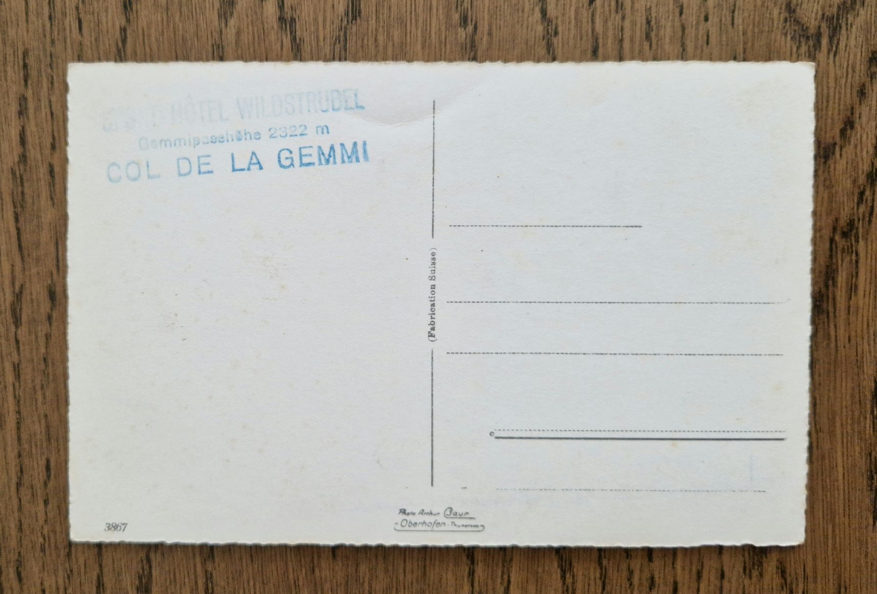 Ansichtskarten: Hotel Wildstrubel, Gemmi Passhöhe mit Hotelstempel – Gebraucht aus Ebikon von Donar50 1