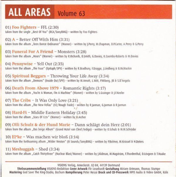 CD: All Areas Volume 63 F15 – Usato da Sessa venduto da fraenklishop 1