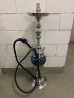 Shisha Wasserpfeife, blau und silber, 75 cm, gebraucht