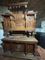 Meuble ancien sculpture dragon & lion en bois massif