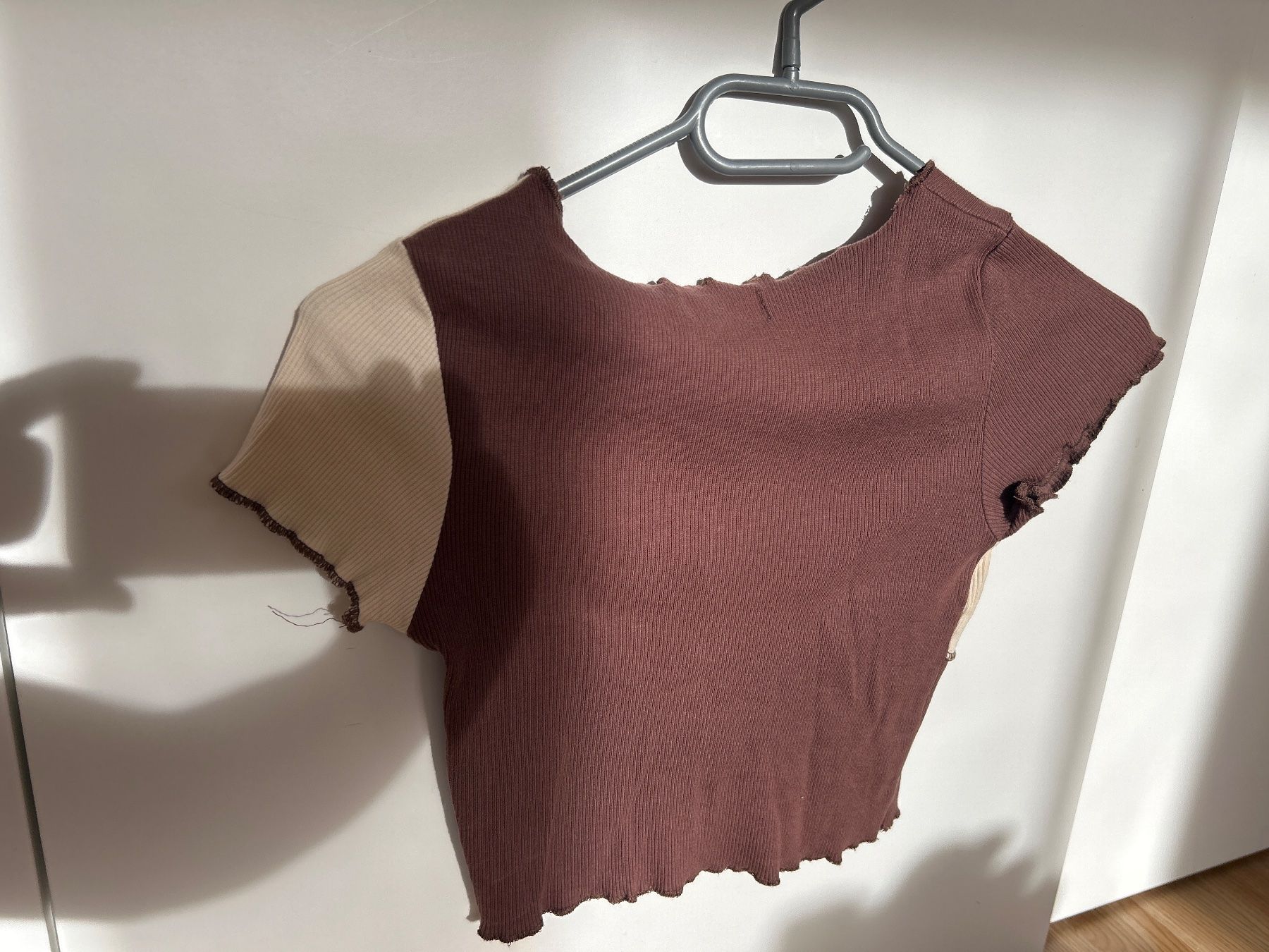 Top: Pacific Republic Crop Top braun creme Patchwork Optik – Usato da Buttisholz venduto da allule13 1