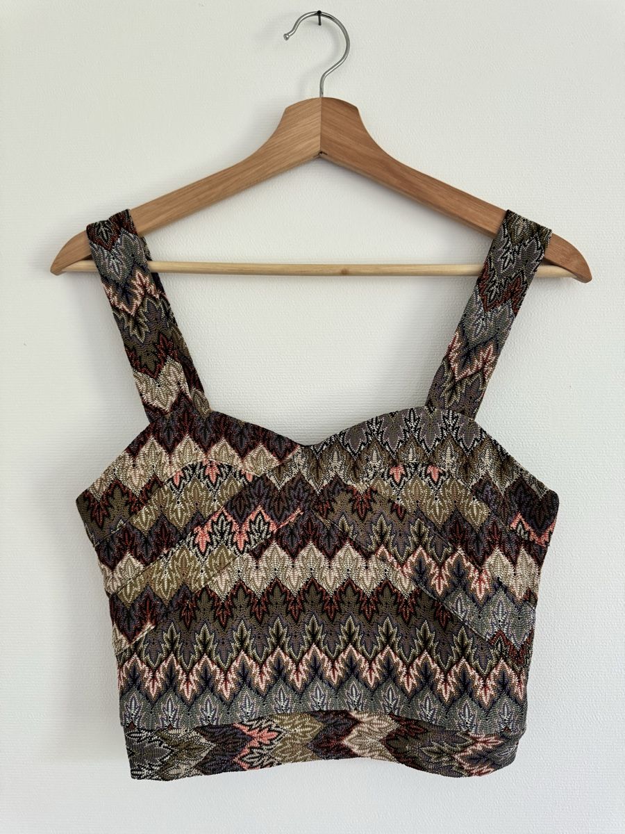 Vero Moda Top: Vero Moda Denim Crop Top gemustert Grösse S  – Usato da St. Gallen venduto da nikolasbong