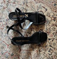Stuart Weitzman Black Patent Leather Sandals - Block Heel