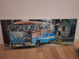 Glas Bild Hippie Bus