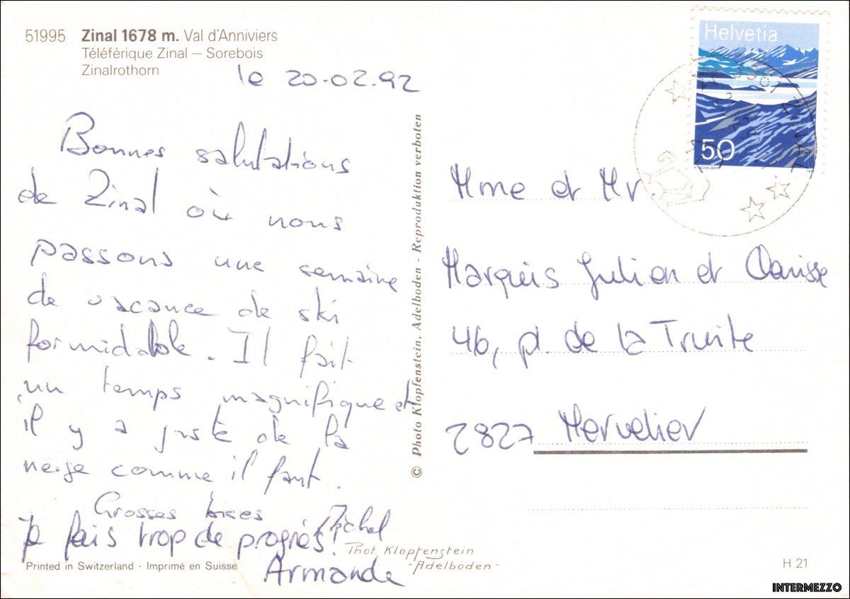 Cartoline postali: Zinal VS // Seilbahn Sorebois 3 // Winter Berge – Usato da Basel venduto da intermezzo12 1