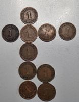 10x Deutsches Reich 1 Pfennig - Seltene Jahrgänge! Top!