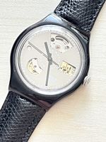 Swatch Automatic Skelettuhr Lederarmband schwarz gut erhalte