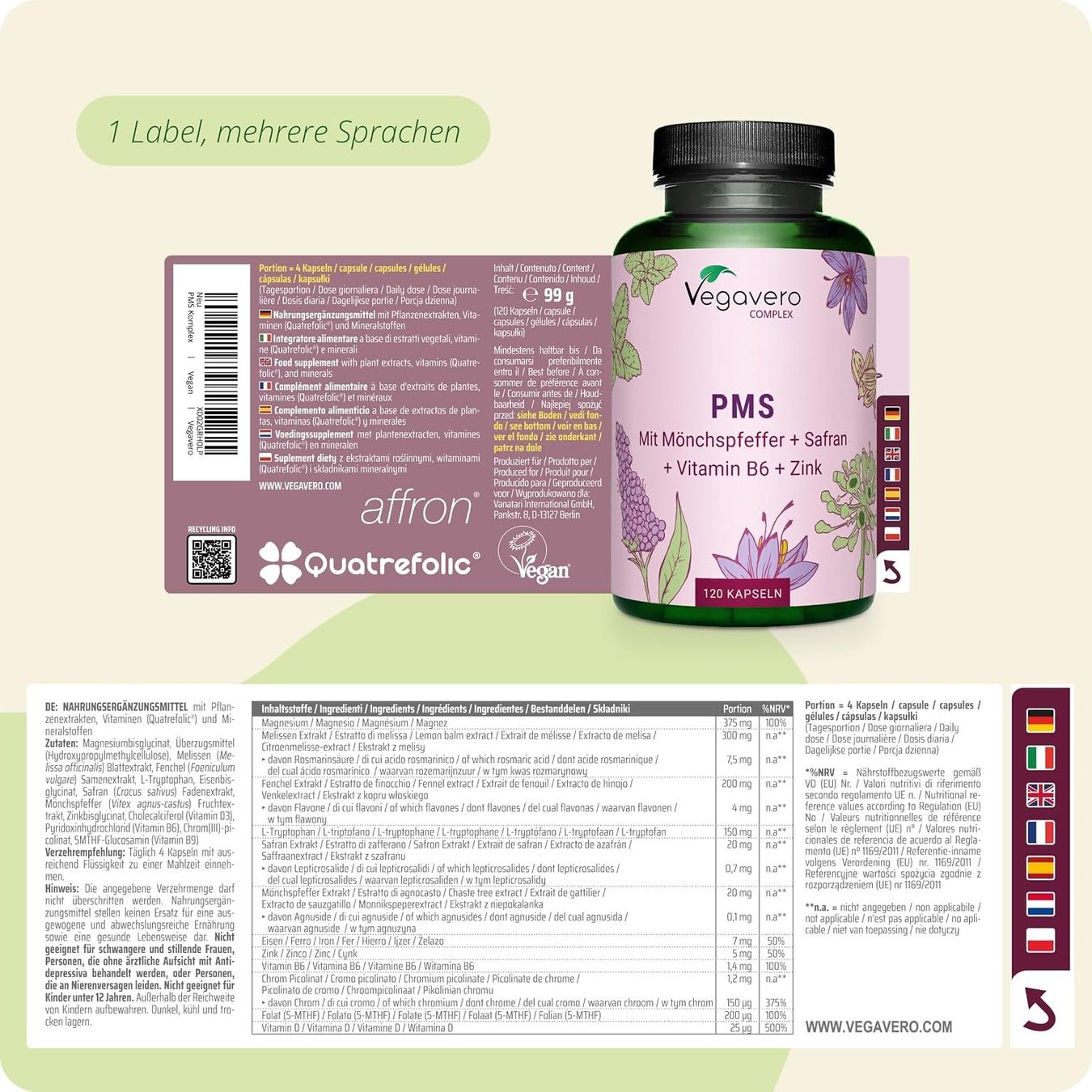 Cibi & Specialità: PMS Kapseln Zyklus Komplex 120 vegan – Nuovo e nell'imballaggio originale da Suhr venduto da SchnapperCH 4