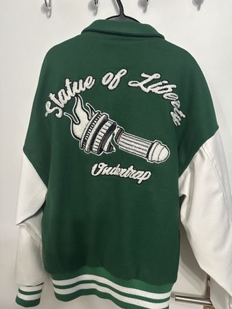 Bomber Jacke, Grün/Weiss, Grösse M