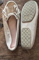 Pretty Ballerinas moccasins suede beige with fringes 38