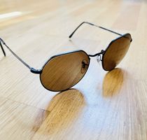 Lunettes de soleil noires vintage forme octogonale marron ve